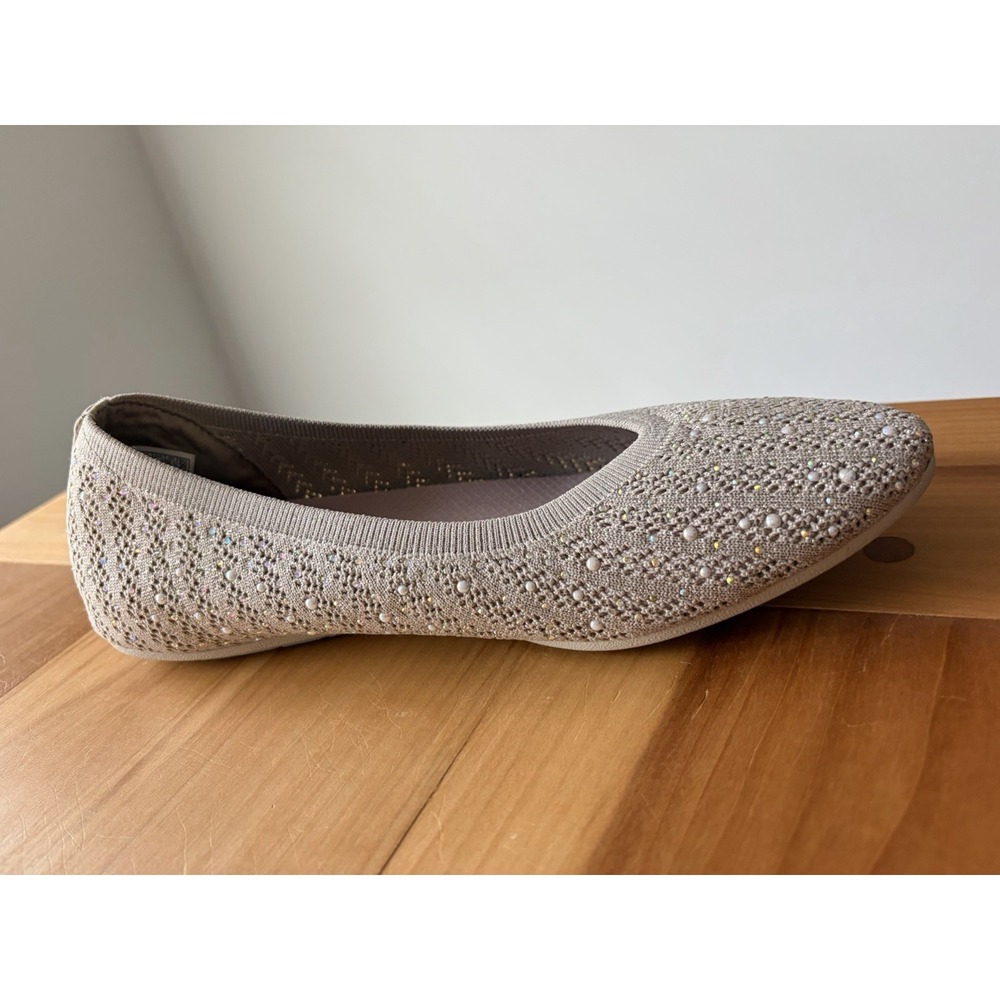 Sketcher Taupe Beige Sparkle Mesh Air Cool Memory Foam Comfort Slip On Size 9.5 - Picture 5 of 10